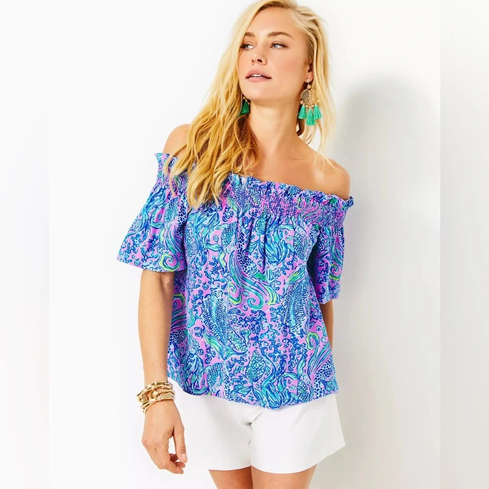 Lilly Pulitzer Leanne Off the Shoulder We Mermaid It - Picture 1 of 5